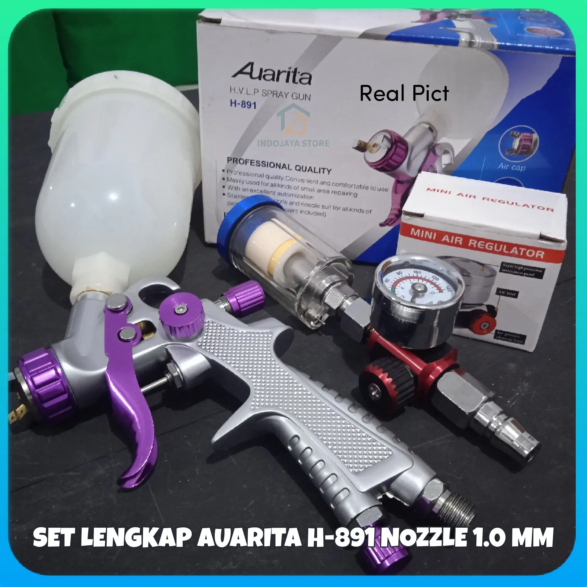 Spray Gun Auarita N-tools Set Komplit plus Air Regulator water separator dan coupler pf