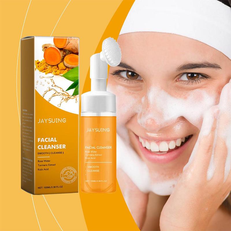 Product Introduction of Turmeric Cleansing Foam Kojic Acid Cleanser  Oil Control Blackhead Remover  Moisturizing Face Wash Mousse 18