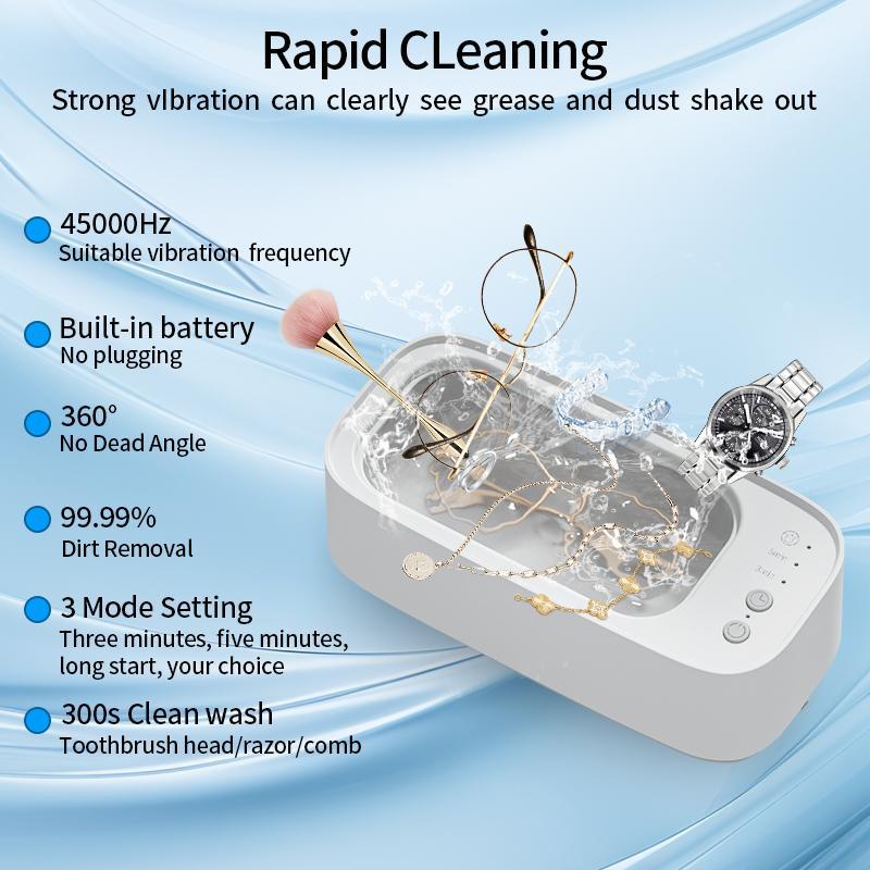 Portable Rechargeable Cleaner, High Frequency Vibration Cleaning Machine, Multi-functional Cleaner for Jewelry, Glasses, Watches, Braces Dentures 3