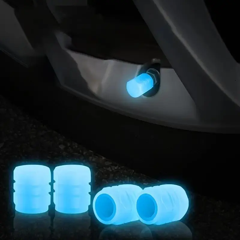 8pcs/set Glow in the Dark Car Tire Valve Cap, Luminous Dustproof Bicycle Valve Core Cover for Motorbike & Electric Bike