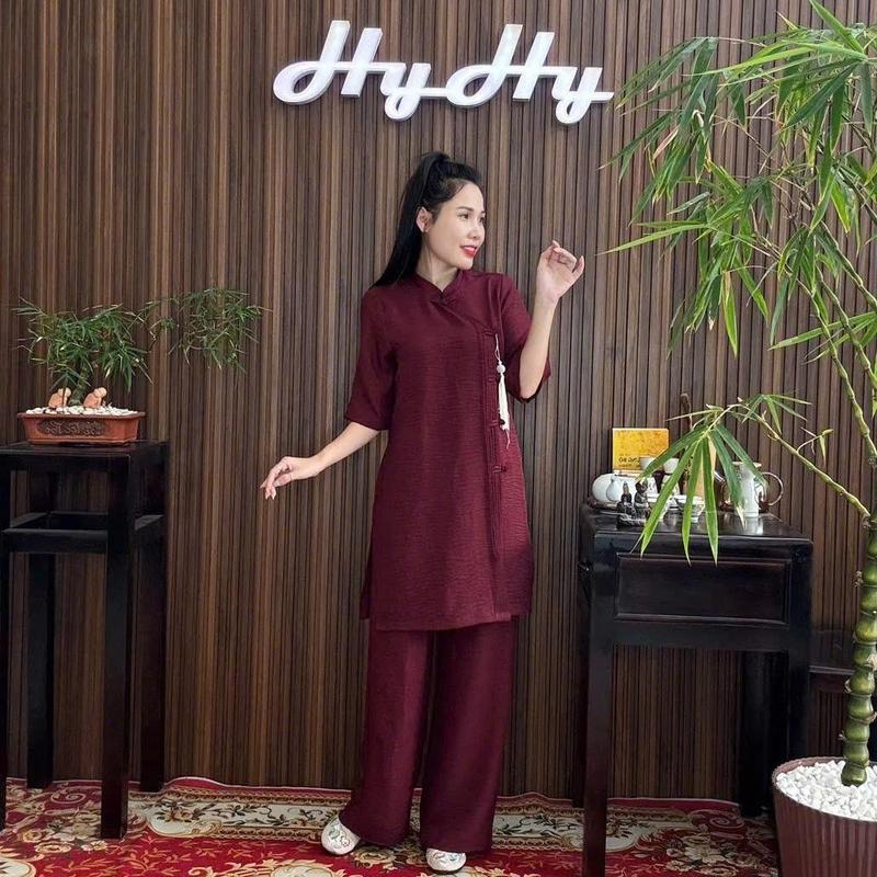 Product Introduction of HyHy House - KHẢ ÁI Bộ Pháp Phục Lễ Chùa Nữ Bigsize Áo Xếp Li Thanh Lịch Kín Đáo 7