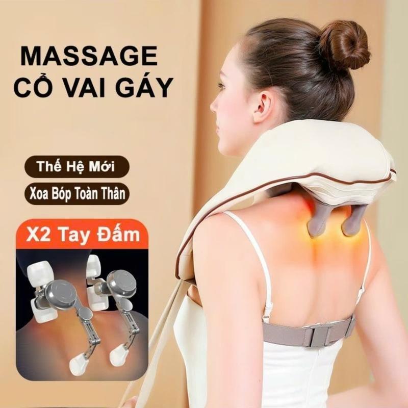 Máy massage cổ vai gáy, mát xa cổ vai gáy con lăn Hồng ngoại 6D mô phỏng tay người xoa bóp giúp giảm đau vai gáy, dành cho người cao tuổi, văn phòng