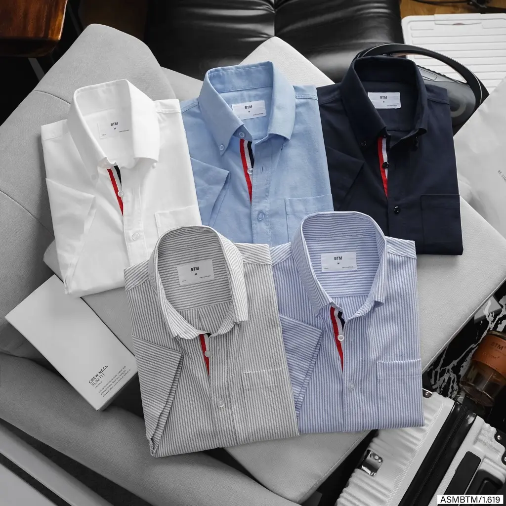 Áo sơ mi nam thời trang công sở tay ngắn, chất vải oxford cao cấp, ít nhăn, form đẹp 1619