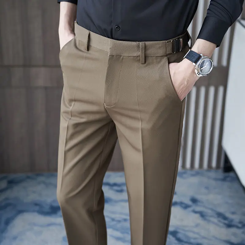 Quần Thường Ngày Phong Cách Hàn Quốc, Thương Hiệu Thời Trang Xuân Hè Cho Nam, Mỏng Vừa Vặn, Quần Âu Nhỏ Quần Cropped Xén, Thích Hợp Cho Công Sở, Giảm Giá, [Giảm Giá]