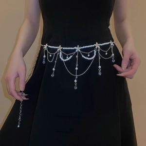 ห่วงโซ่เอว, เงินดอกไม้มุกหยดน้ำพู่, ราคาไม่แพง, หรูหรา, ระดับไฮเอนด์, บุคลิกภาพ, ห่วงโซ่ร่างกายประณีต, แฟชั่น, เครื่องประดับอเนกประสงค์