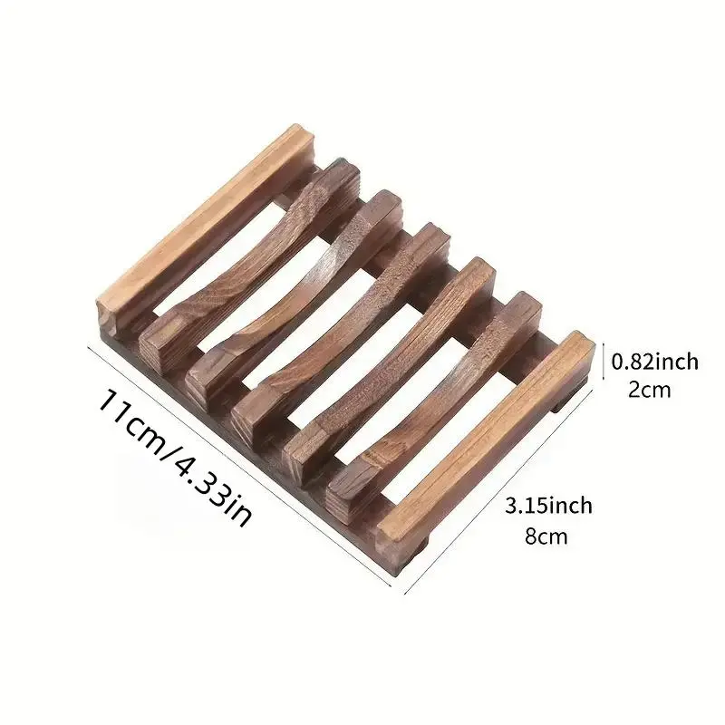 Wooden Soap Dish, 3 Counts Durable Hollow Out Creative Soap Bar Holder, Soap Bar Drain Rack, Bathroom Supplies for Home & Hotel 1