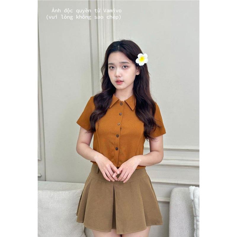 Áo thun có cổ nữ ATK17 Vamivo vải tăm Hàn, cổ đức siêu xinh 7