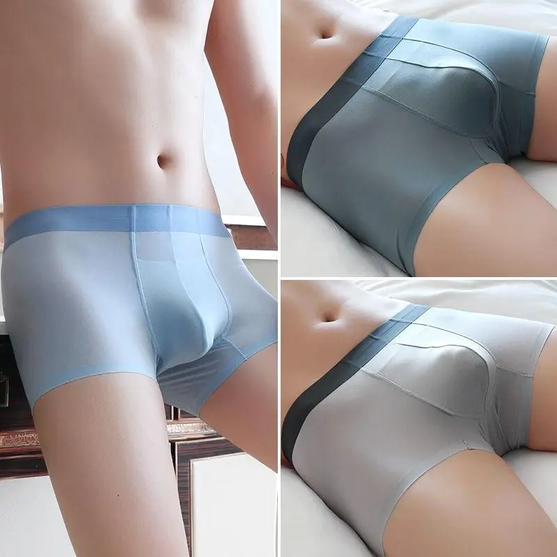 Ice Silk Cotton Crotch Underwear Men's Summer Thin Loose Breathable Boxer Boxer Shorts