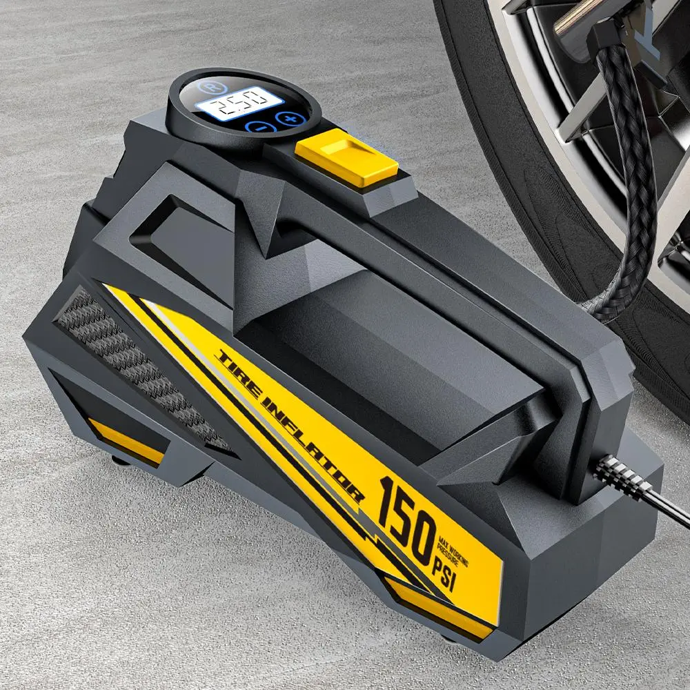 CARSUN Portable Car Tire Inflator Pump, 12V 150PSI Digital Display Corded Air Pump with LED Lighting, Air Compressor for Bike, Car Tire Inflator Pump, Car Accessories, Vehicle