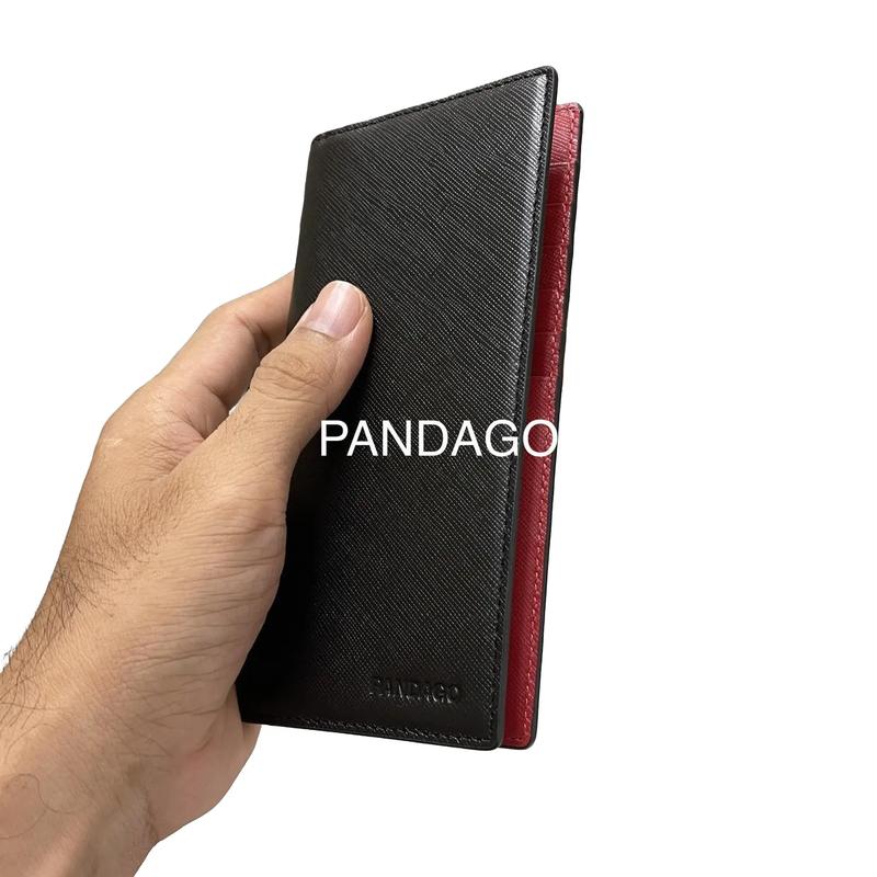 Ví Cầm Tay Nam Nữ Nhỏ Gọn Sang Trọng Mini Long 01 Da Bò Dập Vân Cao Cấp Kẻ Sọc - Pandago Wallet