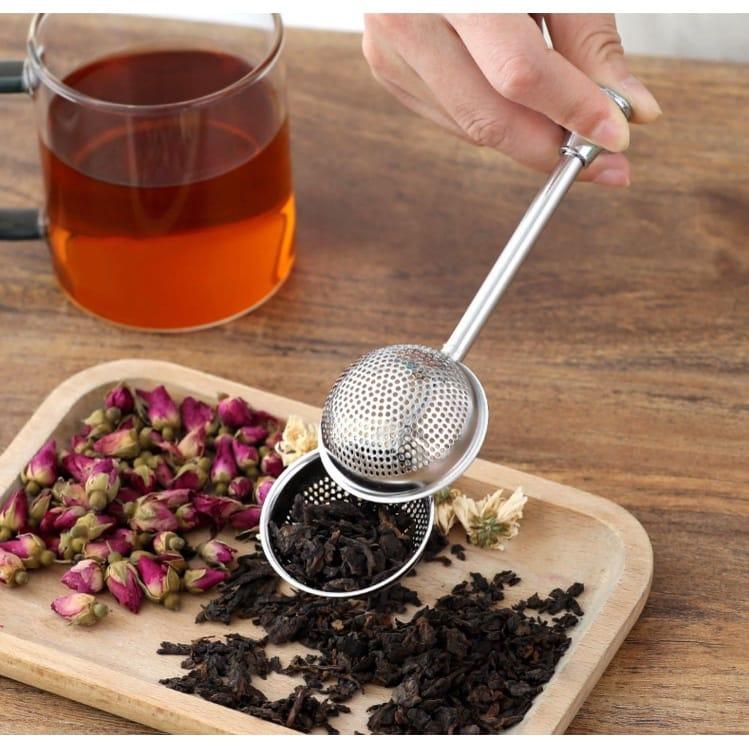 1pc Stainless Steel Snap Ball Tea Strainer Long Handle Mesh Loose Leaf Infuser Filter Teh Home Living 7
