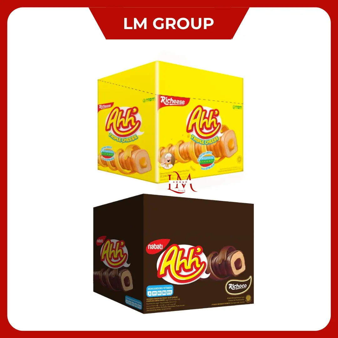 Richeese/Richoco  Nabati Ahh Triple Cheese Roll / Cokelat 5.5 gr Isi 20 pcs LM Snack