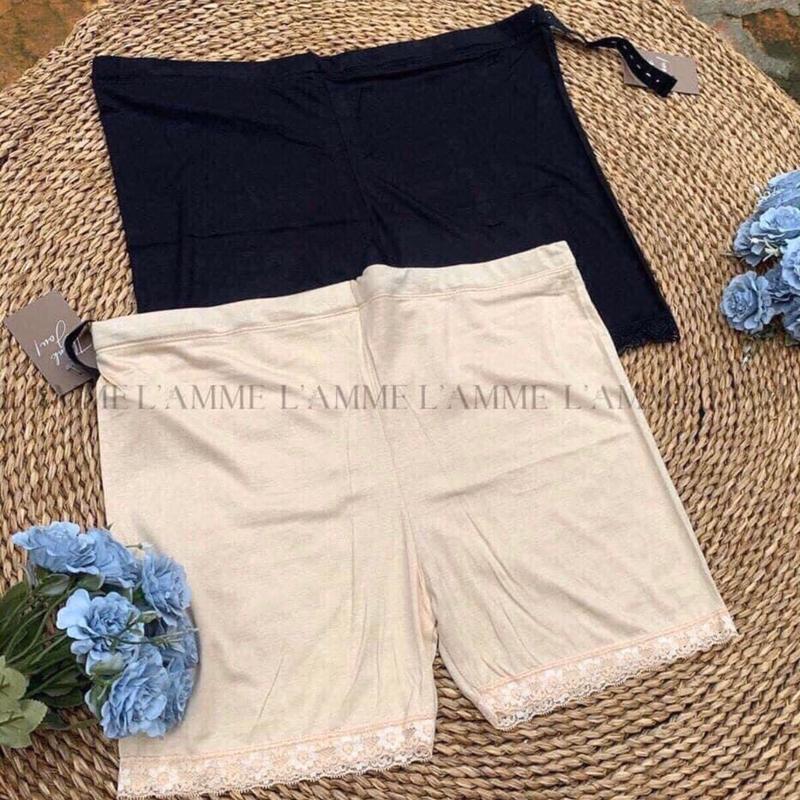 Quần Đùi Bầu Mặc Trong Váy Màu Be và Màu Đen Vải thun lạnh Siêu Mềm Mịn kiểu dáng xinh Đầm Bầu Váy Bầu