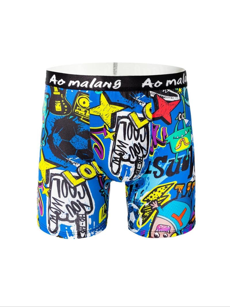 Product Introduction of Random Print Men's Boxer Brief, Casual Comfy Breathable Underwear for Daily Wear, Men's Underwear for All Seasons 8