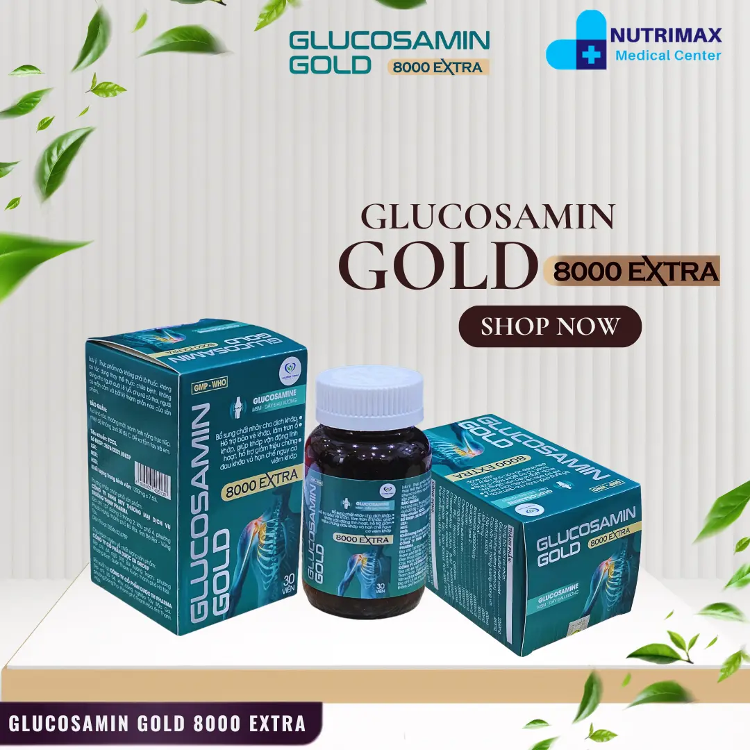 Glucosamin Gold 8000 Extra - Đánh Tan Đau Nhức Khớp _ Hộp 1 lọ 30 viên xương glucosamine