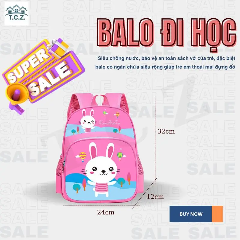 Nhiều Mẫu Balo Học Sinh Họa Tiết Thỏ, Cặp Đi Học Hình Thỏ Mẫu Mới, Balo Chống Thấm Nước, Chống Gù Lưng, Balo Đeo Vai Cho Bé 3
