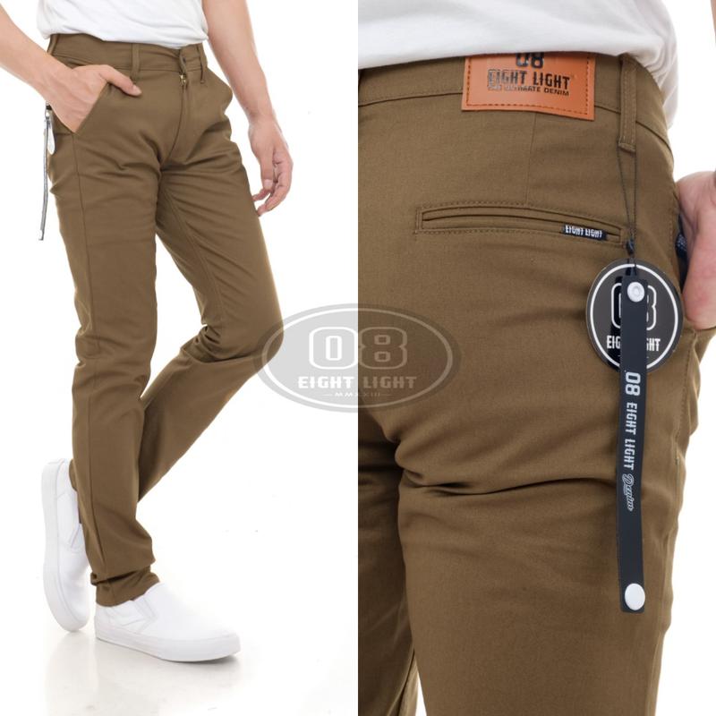 EIGHT LIGHT DENIM - Celana Chino Panjang Pria Slim Fit Pensil Streatch Premium New Cotton Scot Hight Twill 4