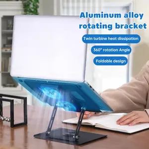 [COD] Dudukan Laptop Baja Karbon Laptop Stand 360° Rotatable Bisa Dilipat Dengan Kipas Disipasi Ketinggian yang Dapat Disesuaikan Secara Ergonomis