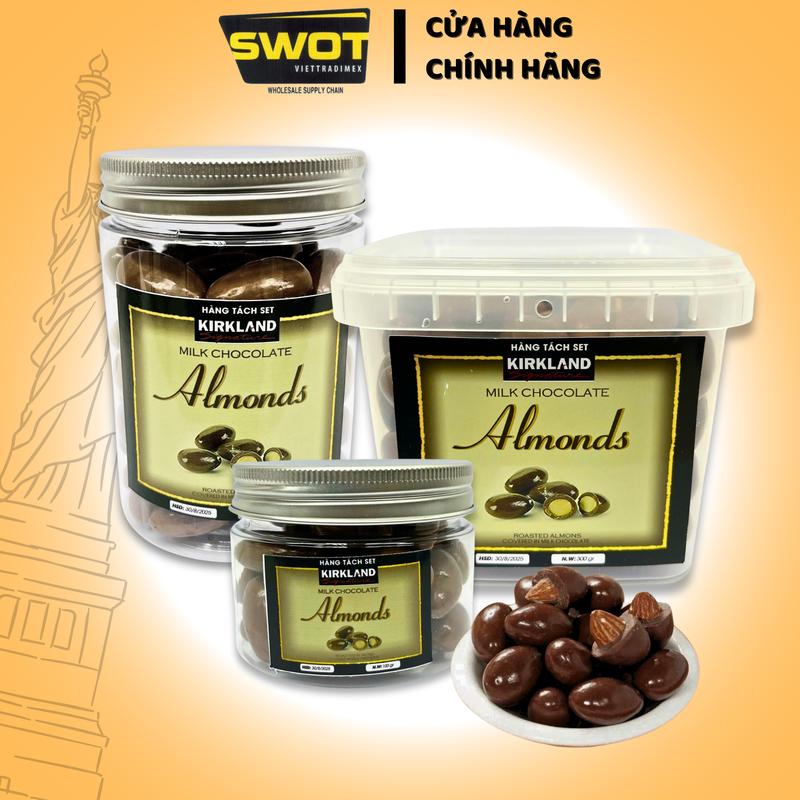 300g Socola Sữa Hạnh Nhân Kirkland Milk Chocolate Almonds Cao Cấp Chính Hãng Mỹ, SôCôLa Kèm hạt hanh nhan, Chocolate Ăn Vặt Thơm Ngon Food - SWOT
