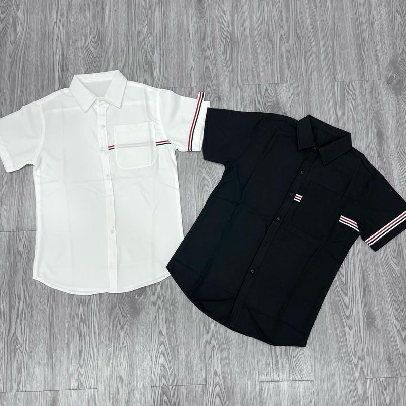 Áo sơ mi tay ngắn phối sọc SMTN04 2 màu đen trắng