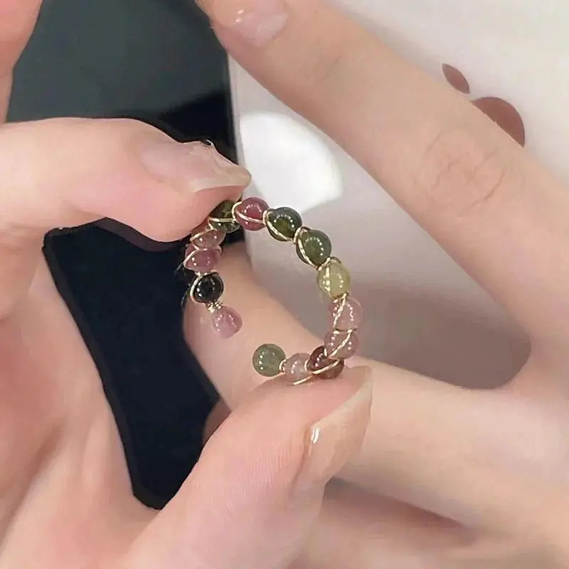 Healing Crystal Natural Stone Bead Ring Men Women Handmade Beaded Bohemian  Meditation Spiritual Jewelry Gifts
