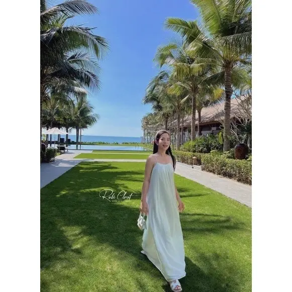 Váy Đầm MaXi Cổ Dúm Dây Rút lưng 1