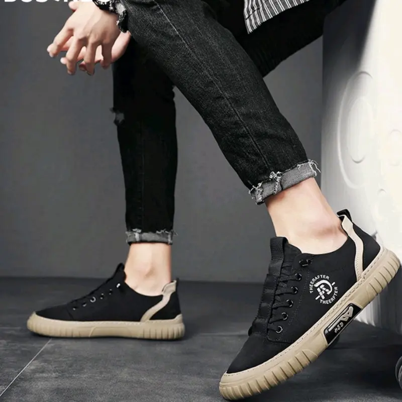 (Cod Bayar Di tempat) Sepatu Sneakers Slip On Pria Kasual Formal Informal Terbaru A-15  Shoes Fashion Korea Kekinian Traveling Outdoor Laki Laki Keren Canvas Sneaker Black 6