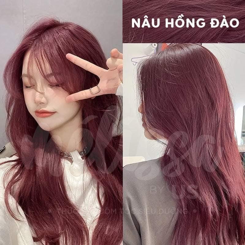 Thuốc Nhuộm Tóc Nâu Hồng Đào Nhuộm Tại Nhà Không Cần Tẩy ( TẶNG OXY DƯỠNG + GĂNG TAY + HDSD) Đổi Màu Tóc