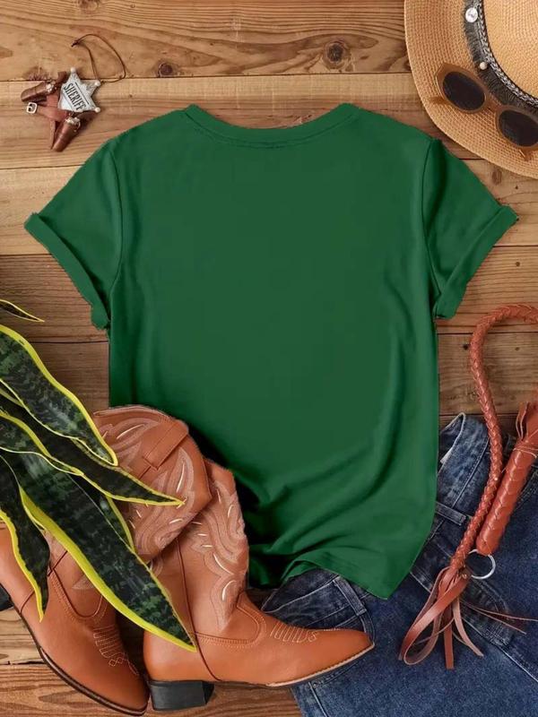 【Plus Size】 Daisy Print Round Neck Tee, Casual Short Sleeve Crew Neck T-Shirt for Summer, Women's Plus Clothing for Daily Wear, Top 8