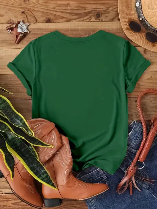 【Plus Size】 Daisy Print Round Neck Tee, Casual Short Sleeve Crew Neck T-Shirt for Summer, Women's Plus Clothing for Daily Wear, Top 8