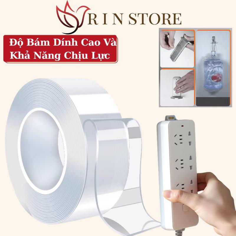 Băng Keo 2 Mặt Trong Suốt Dày 1mm Băng Dính 2 Mặt Siêu Dính Cho Nhiều Vật Dụng Dài 1 2 3 5M RIN 3
