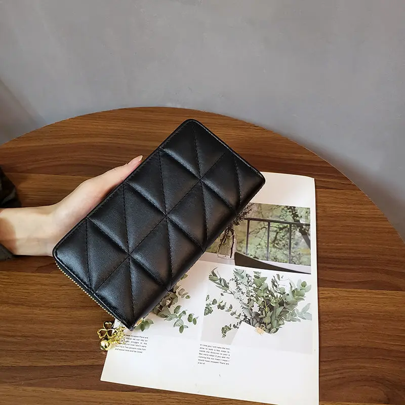 Ví Kẻ Sọc Kim Cương, Dành Cho Nữ, Ví Dài Đa Chức Năng, Thời Trang Mới, Ví Cầm Tay Đựng Thẻ, Có Khóa Kéo 7