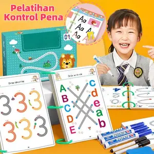 Berma Baby Buku Pelatihan Tulisan Tangan Anak Usia Dini / Pelatihan Kontrol Pena / Kartu Latihan Konsentrasi Yang Dapat Dihapus / Pendidikan Dini Teka-teki Bayi