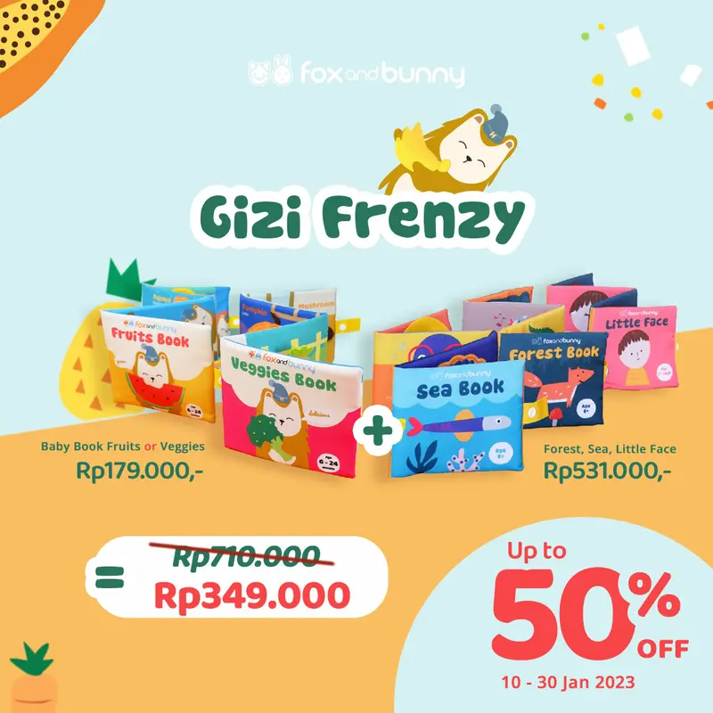 Buku Mainan Pintar Anak Baby Book Fox and Bunny Fruits & Veggies Series Books 1