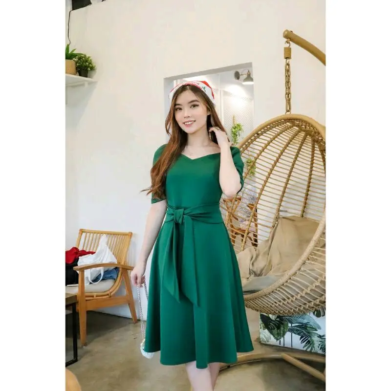 almaira dress scuba premium Midi Wanita Casual Kain Stretch Baju