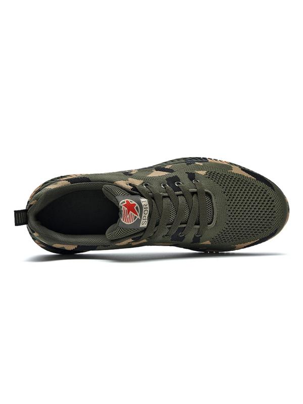 Men's Random Camo Print Lace up Low Top Sneakers, Casual Sporty Breathable Running Shoes for Outdoor Workout, Male Round Toe Work Shoes 3