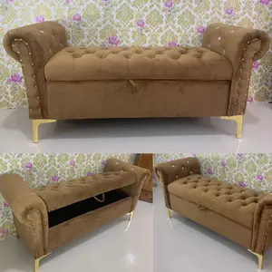 sofa storage bench coklat golg dengan penyimpanan