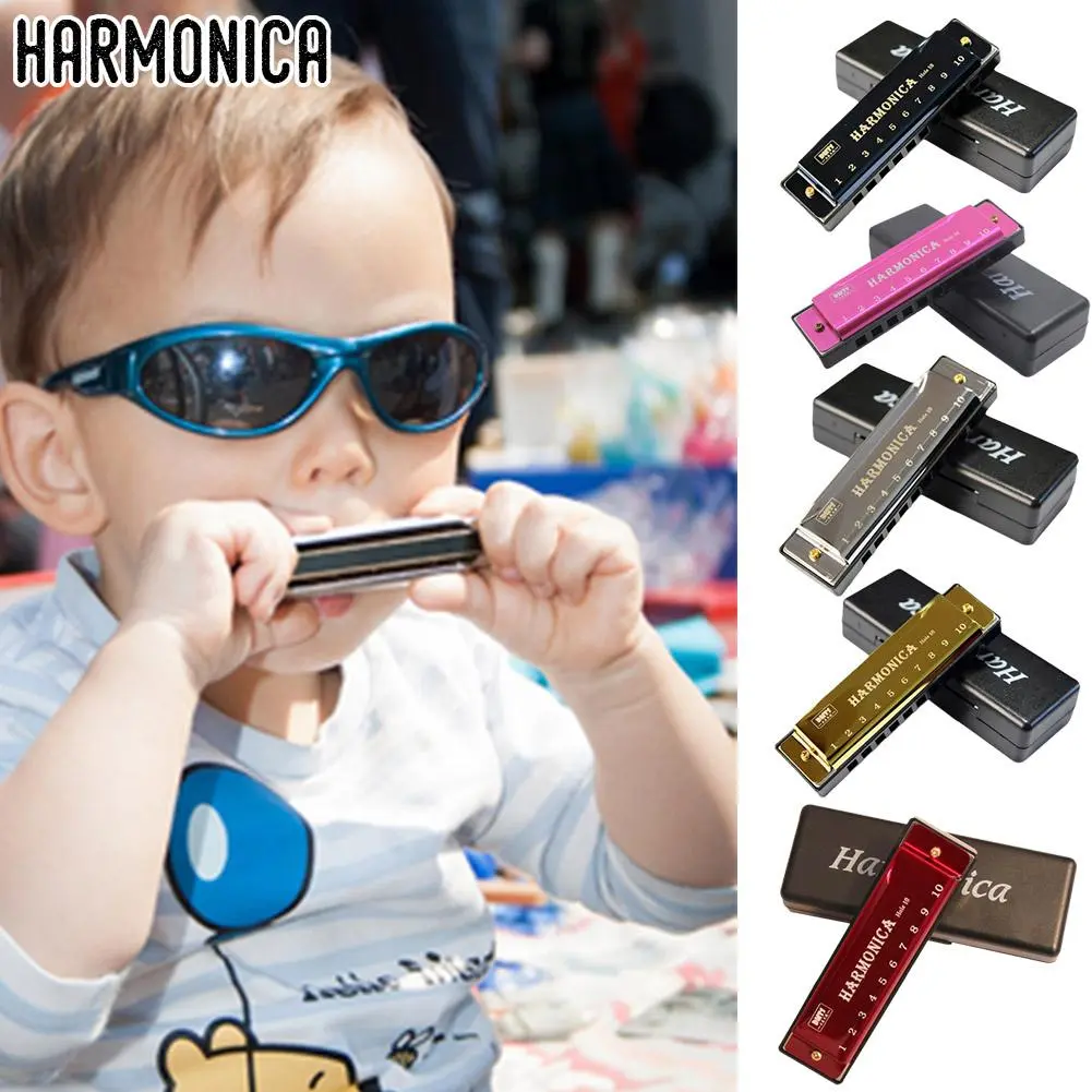 Harmonica Key Of C 10 Hole Diatonic Harmonica C With Case For Beginner Students Kids Gift BLUES Z5O6