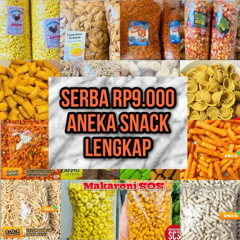 “Serbu Serba 9Ribu” 250 Gram Snack Camilan Terlengkap Pedas Manis Gurih Snack Makaroni Sos Food Snack yefano snack grosir jajan lebaran