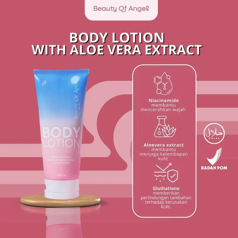 Beauty Of Angel Body Lotion Collagen Cream Pemutih Mencerahkan Badan Kecantikan Aroma Bubble Gum Niacinamide BPOM Extract Memutihkan Tubuh Pencerah Hand Hitam Acid 5