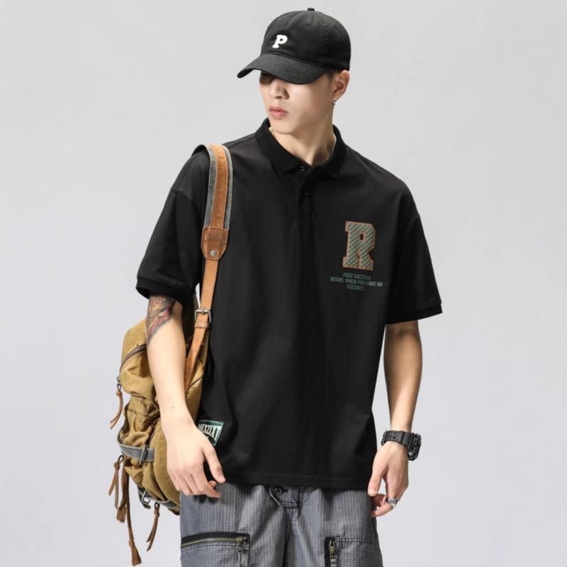 Áo Sơ Mi ngắn Tay Cho Nam, Hạng Nặng, Hợp Xu hướng, Ngoại Cỡ, Cổ Áo bẻ xuống, Áo Phông, Áo Polo Dáng Rộng Thích Hợp Cho Mùa Xuân Và Mùa Hè 2