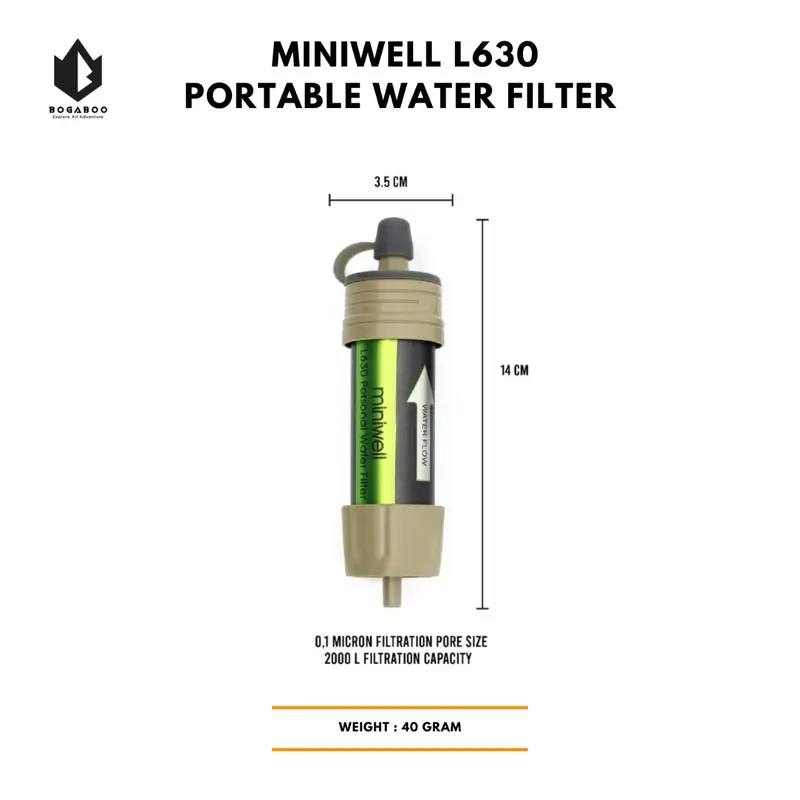 Portable Water Filter Miniwell L630 Personal Straw Air Purifier Survival Kit Outdoor -  Penjernih Air - Saringan Air Minum 2