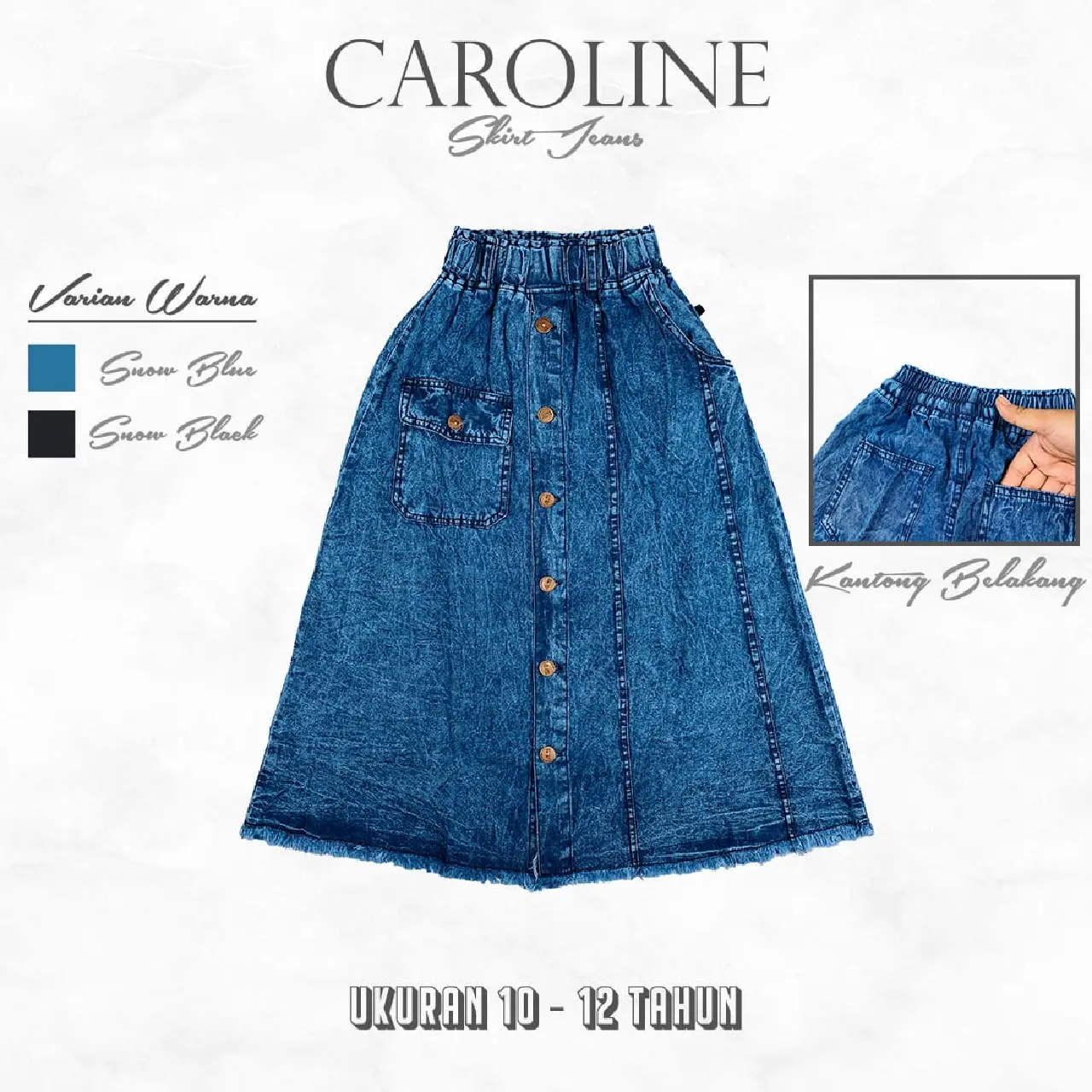 Caroline Skirt | Rok Anak Perempuan Bahan Jeans Usia 1 - 13 Tahun