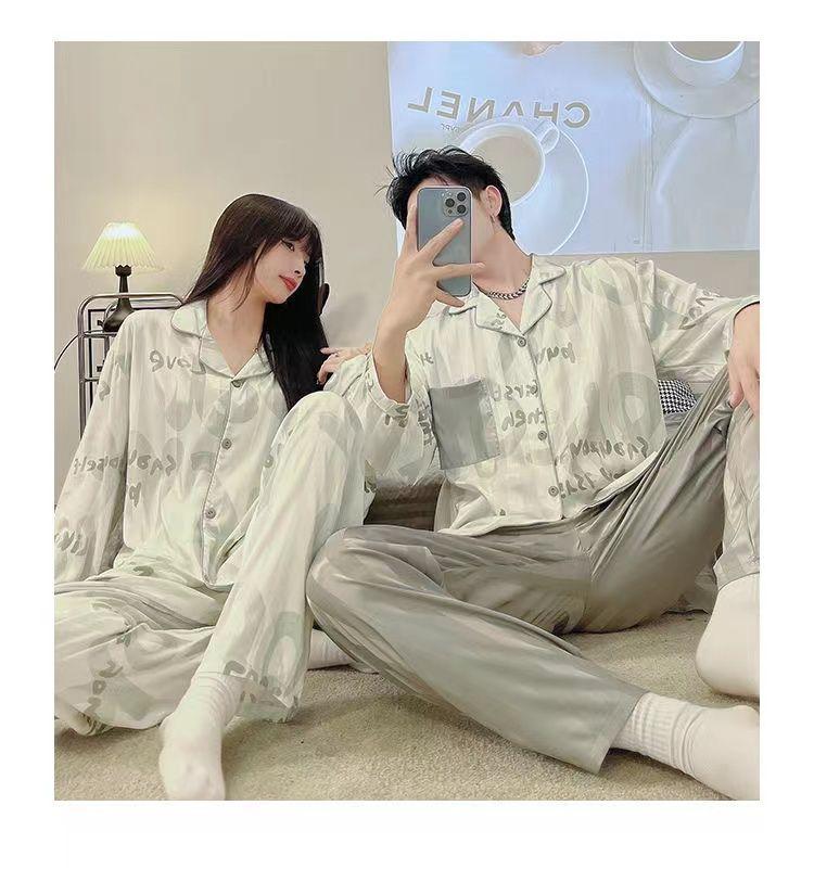 Product Introduction of Đồ Ngủ Cặp Đôi Bộ Đồ Mặc Nhà Mùa Hè Cho Nam Mùa Xuân Và Mùa Thu Bằng Lụa Nhân Tạo Mỏng Dài Tay ngoại Cỡ ngoại Cỡ Áo Polo 7