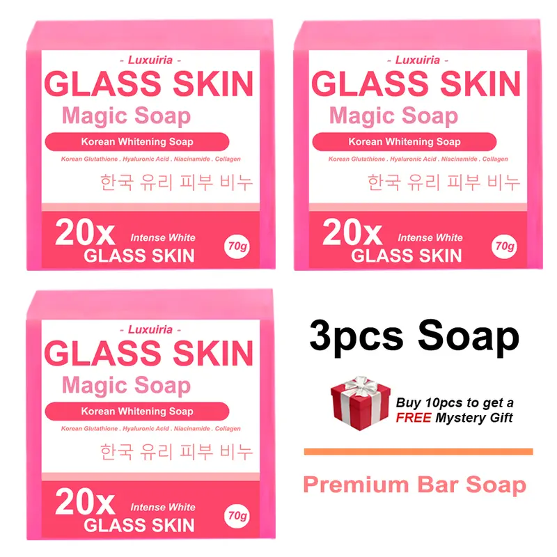 korean glutathione soap Luxuiria Korean Glass Skin Magic Soap with Collagen - Korean Whitening Milk Soap with Korean Glutathione, Hyaluronic Acid, Collagen Booster and Niacinamide 70g with Variation