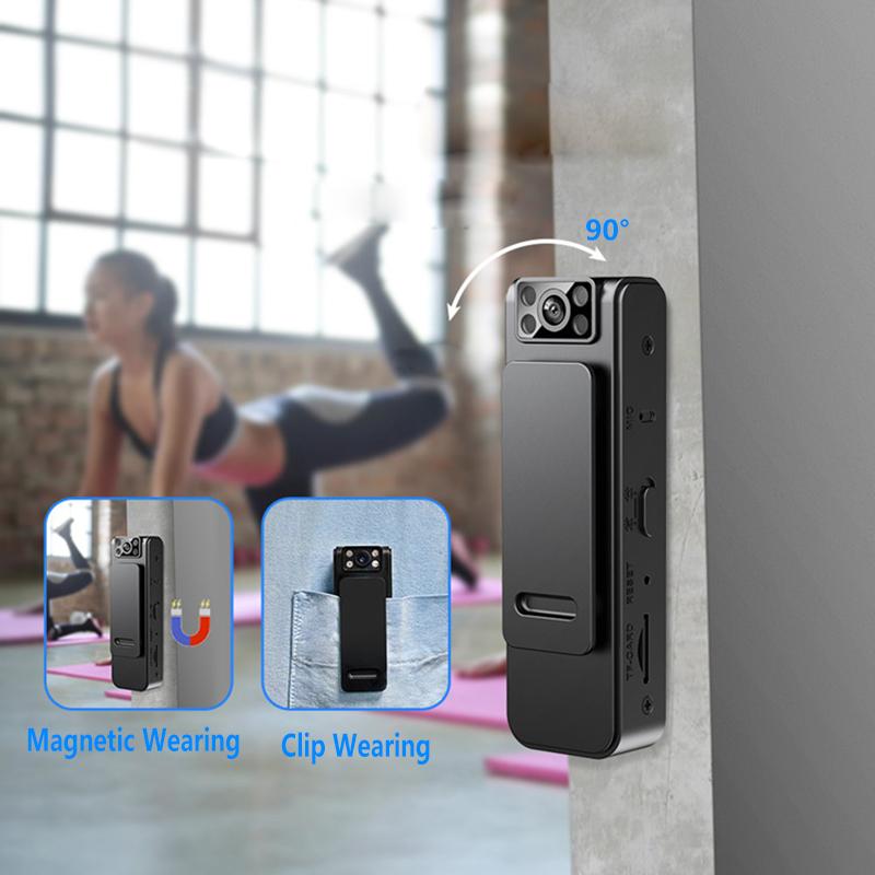 Máy ảnh bỏ túi, độ phân giải HD 1080p, Vlog và Mini Camera thể thao, có từ tính, kẹp lưng, thích hợp cho mũ bảo hiểm, du lịch, xe đạp và sử dụng lái xe, hỗ trợ thẻ TF 0