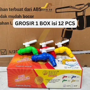 GROSIR 1 Box 12pcs Kran Air model Engkol 1/2 Inch ISCO / Keran Taman Tembok Plastik Hijau Kuning Merah Biru