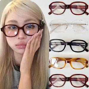 Retro Square Oval Frame Korean Fashion Female Eye Plain Eyewear Y2k Decorative Glasses kaytran pen 3m salamin hand dalwa photochromic frosted john lennon supermans titanium conzorr reggae tube