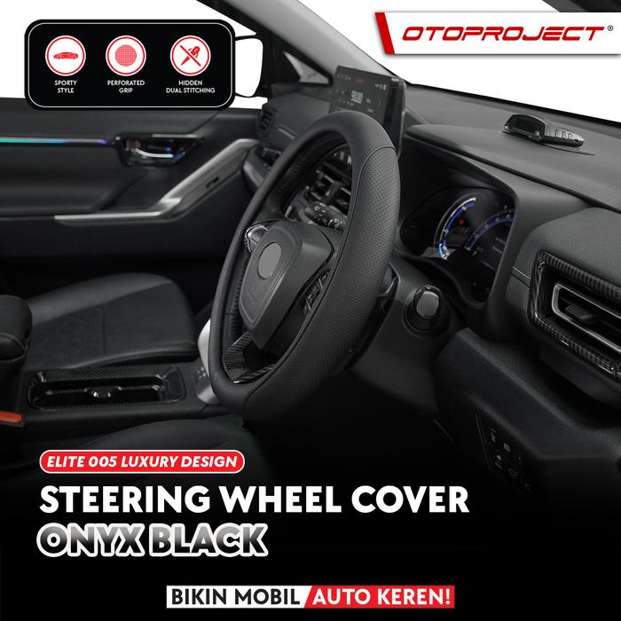 Gambar Otoproject - Car Steering Wheel Cover Elite Series 005 | Sarung setir mobil mewah Otoproject, bahan kulit - Onyx Black dari Otoproject Kab. Tangerang Tokopedia