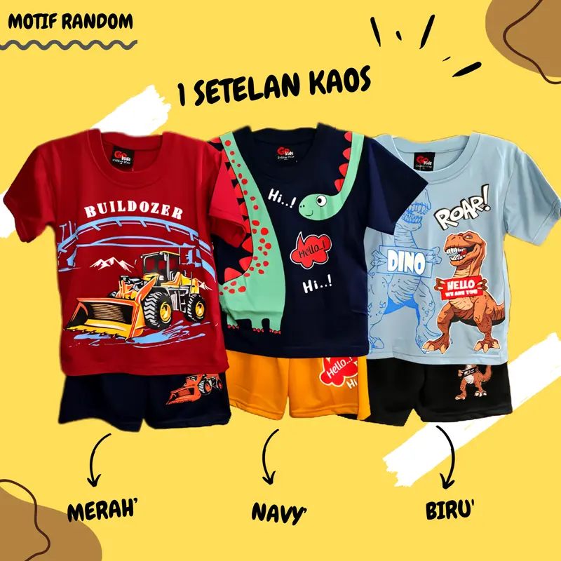 1 PCS SATUAN BAJU SETELAN ANAK COWOK SEMI JEANS KAOS MOTIF RANDOM BAJU OBLONG ANAK LEBARAN 2